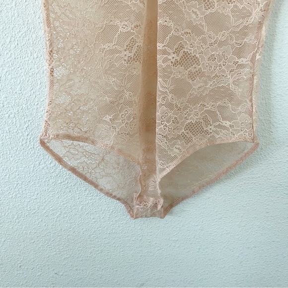 Zara Peach Floral Lace Sheer Bodysuit - Picture 7 of 9